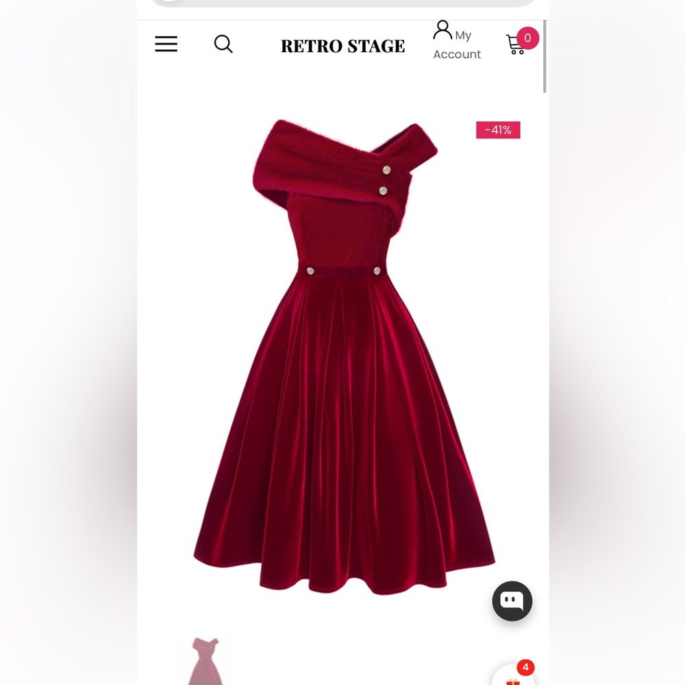 Retro Stage One Shoulder 50’s style Red Dress